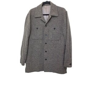 Axis Men's M Herringbone Wool Blend Button-Up Jacket Made In Italy